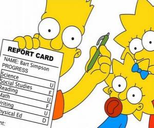 Puzzle Μπαρτ Simpsons με σημειώσεις από το σχολείο πριν από το άγρυπνο βλέμμα των αδελφών τους